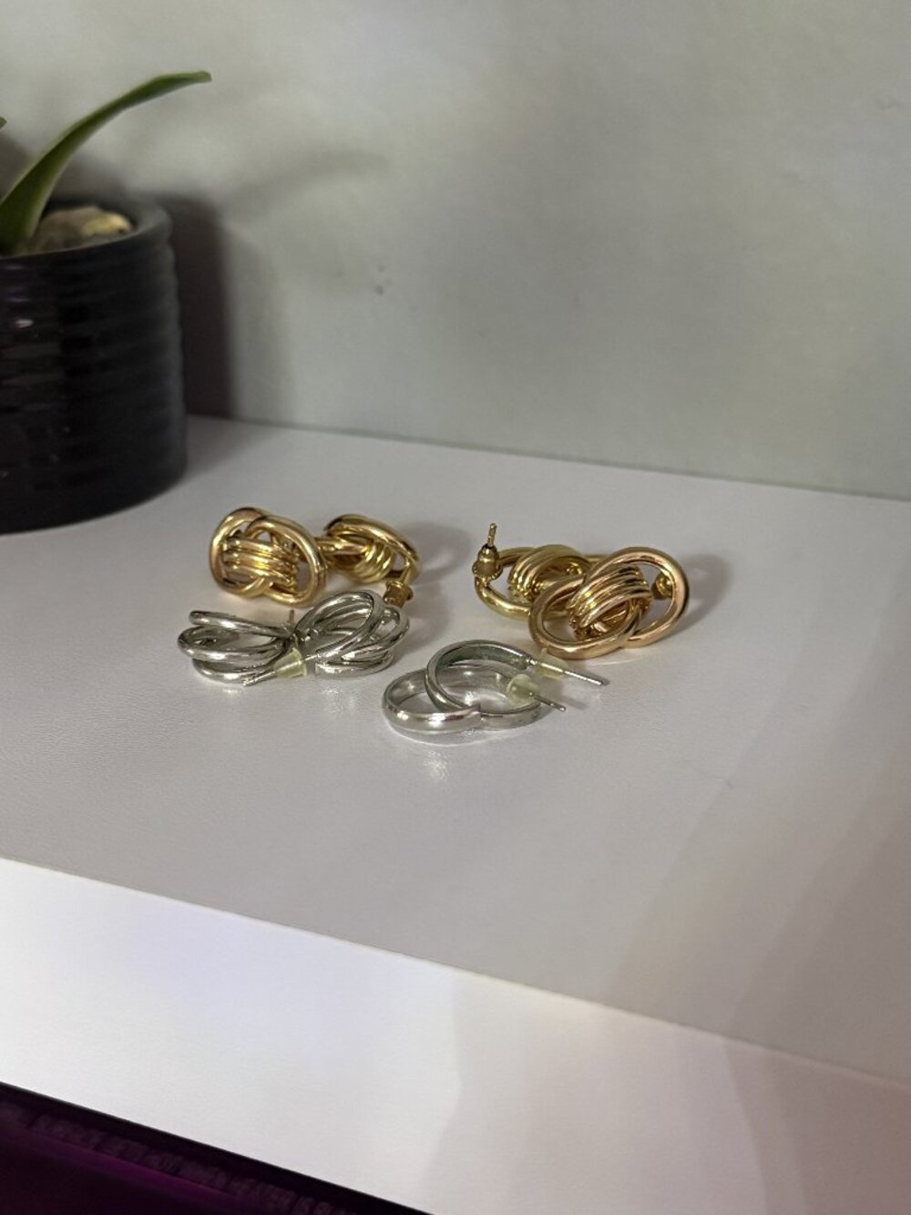 Amazon Gold & Silver Twist Knot Drop Earrings